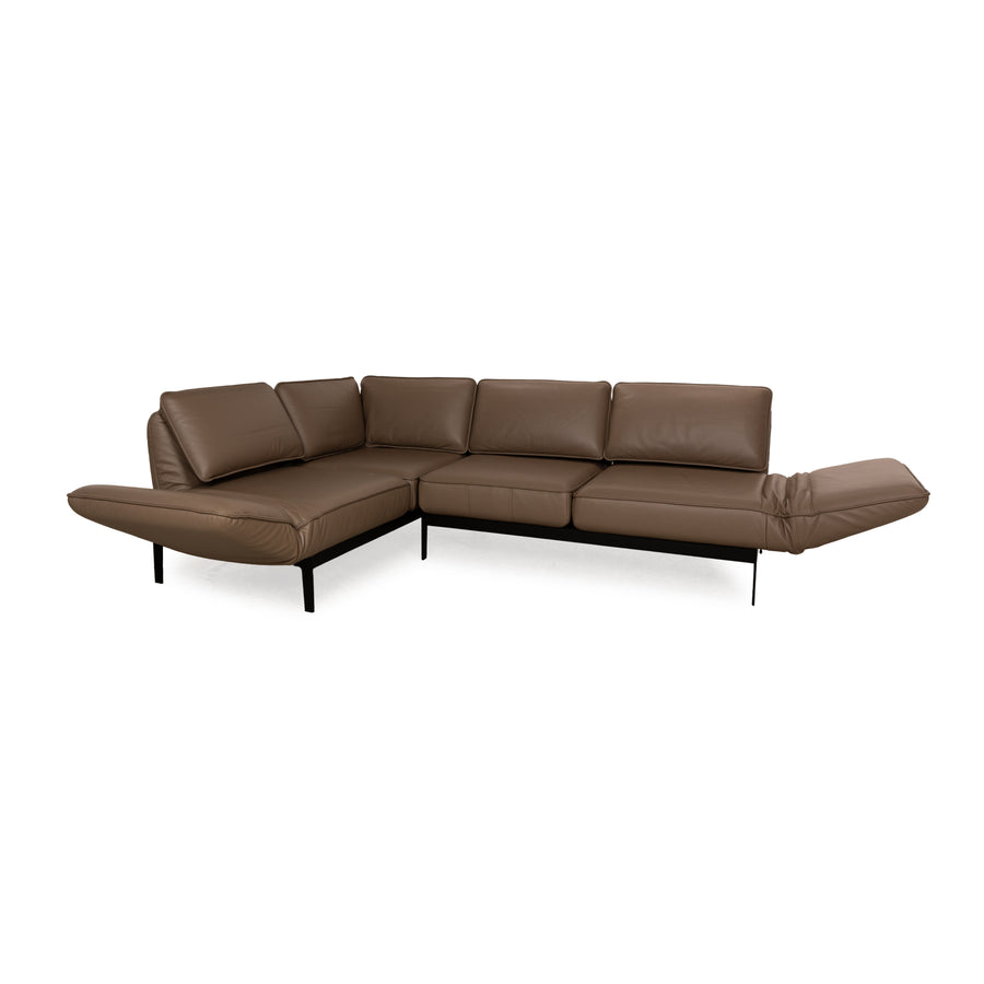 Rolf Benz Mera Leather Corner Sofa Brown Manual Function Sofa Couch