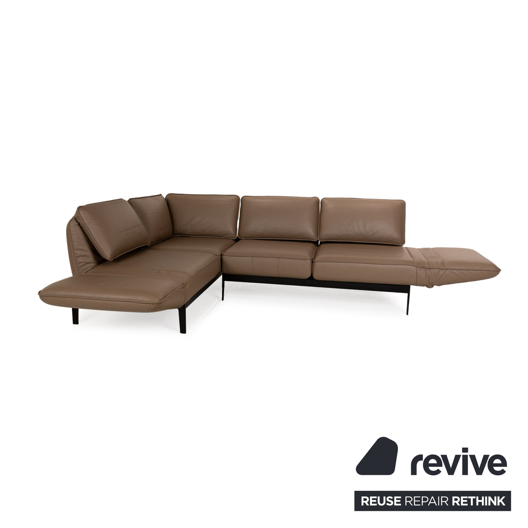 Rolf Benz Mera Leather Corner Sofa Brown Manual Function Sofa Couch