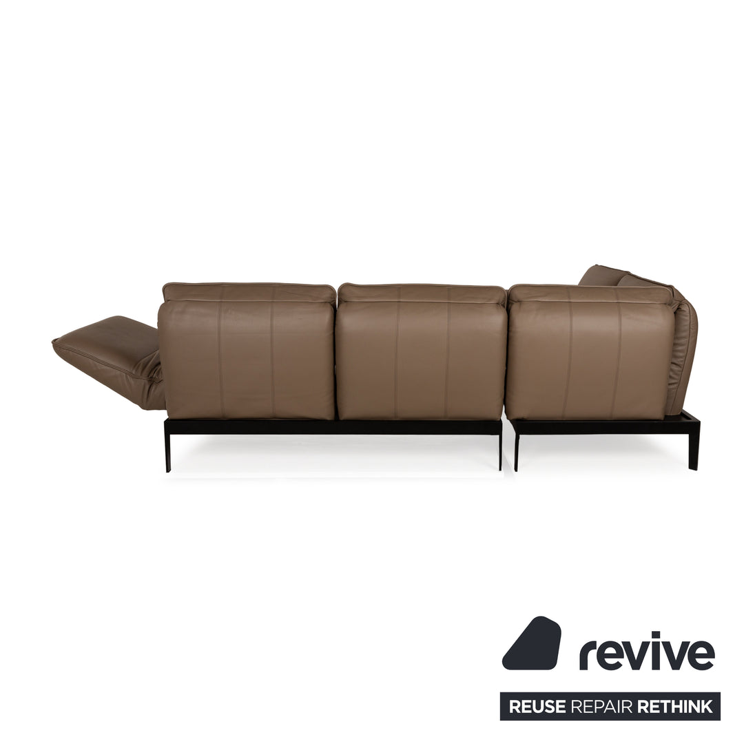 Rolf Benz Mera Leather Corner Sofa Brown Manual Function Sofa Couch