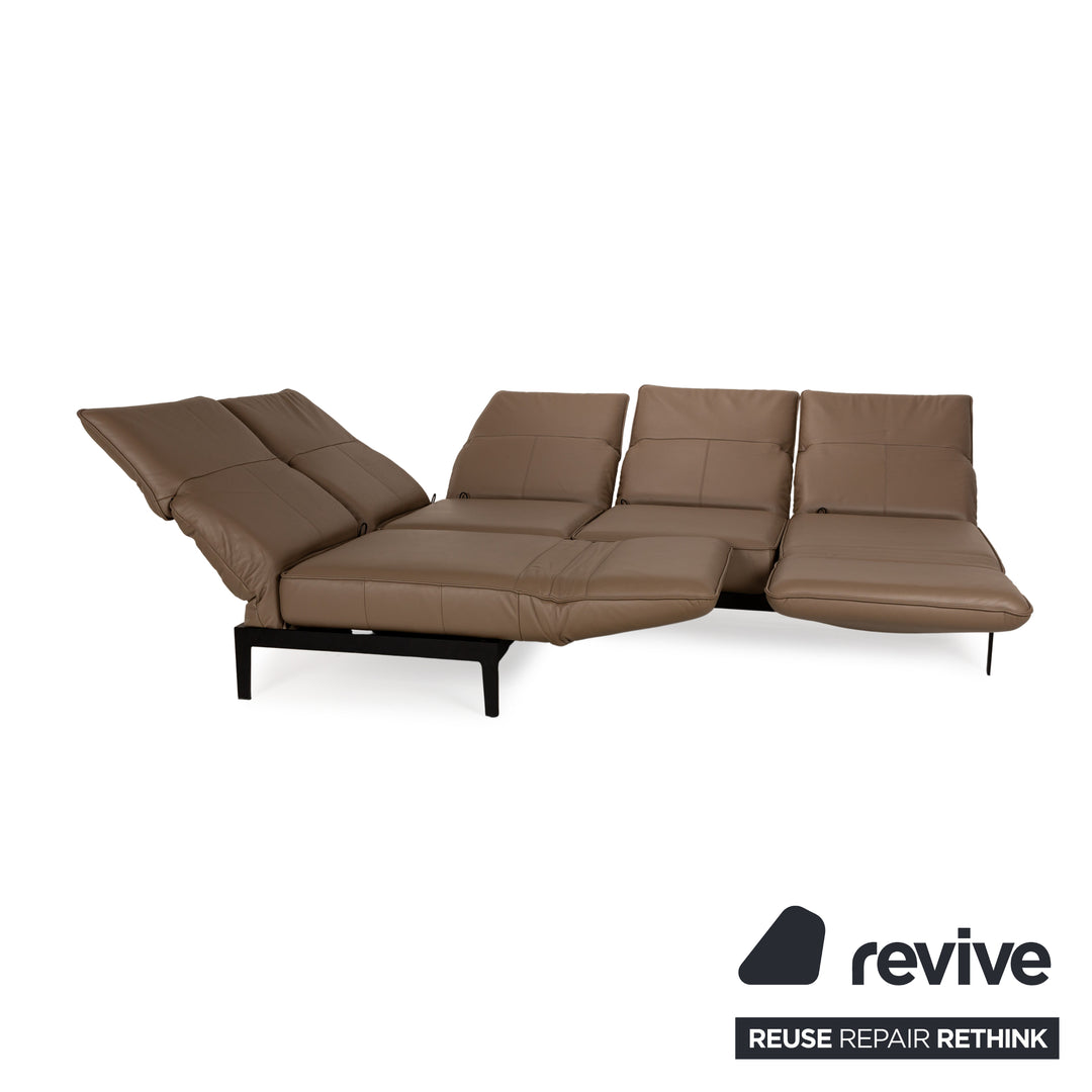 Rolf Benz Mera Leather Corner Sofa Brown Manual Function Sofa Couch