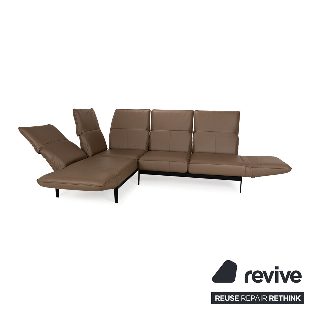 Rolf Benz Mera Leather Corner Sofa Brown Manual Function Sofa Couch