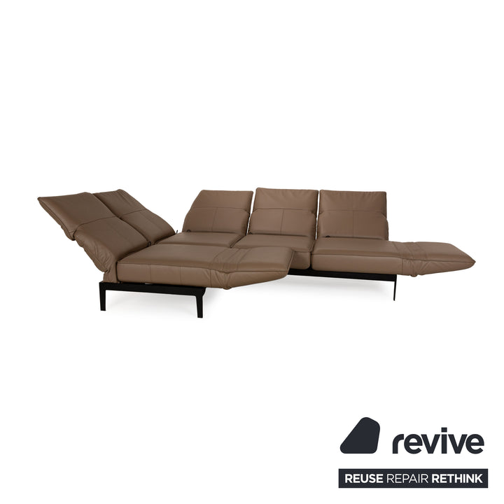 Rolf Benz Mera Leather Corner Sofa Brown Manual Function Sofa Couch