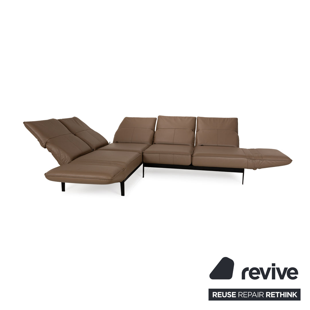 Rolf Benz Mera Leather Corner Sofa Brown Manual Function Sofa Couch