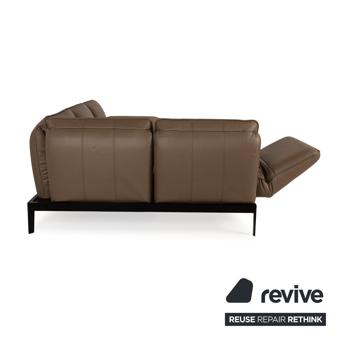 Rolf Benz Mera Leather Corner Sofa Brown Manual Function Sofa Couch