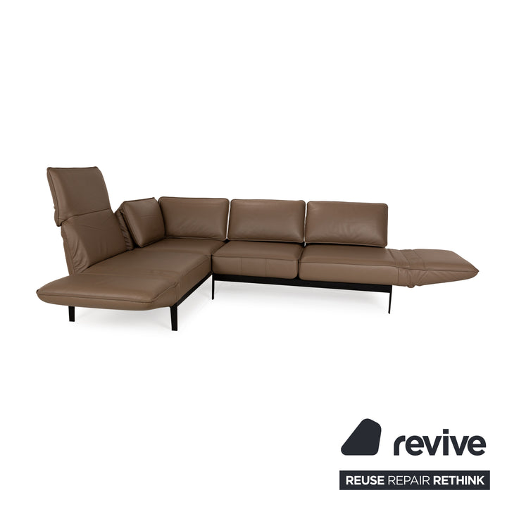 Rolf Benz Mera Leather Corner Sofa Brown Manual Function Sofa Couch