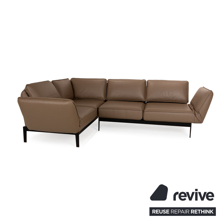 Rolf Benz Mera Leather Corner Sofa Brown Manual Function Sofa Couch