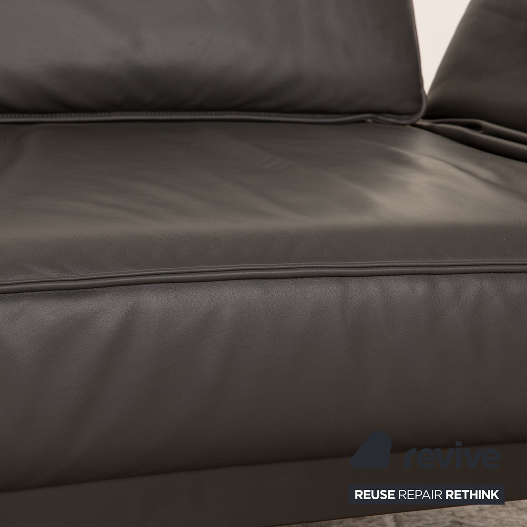 Rolf Benz Mera Leder Sofa Grau Dunkelgrau Zweisitzer Funktion Relaxfunktion Couch