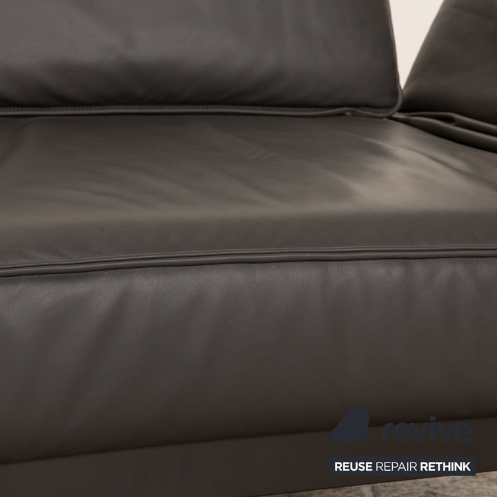 Rolf Benz Mera Leder Sofa Grau Dunkelgrau Zweisitzer Funktion Relaxfunktion Couch