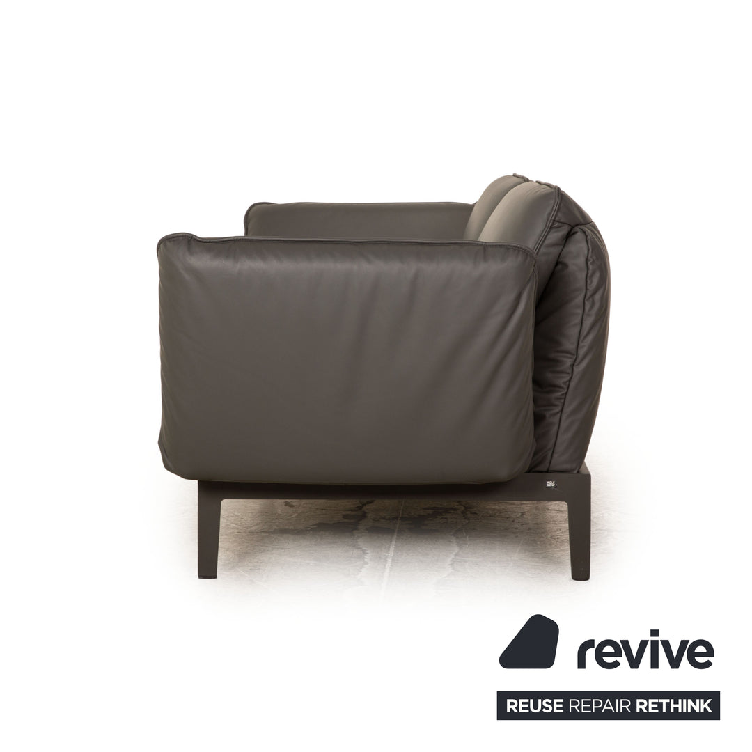 Rolf Benz Mera Leder Sofa Grau Dunkelgrau Zweisitzer Funktion Relaxfunktion Couch
