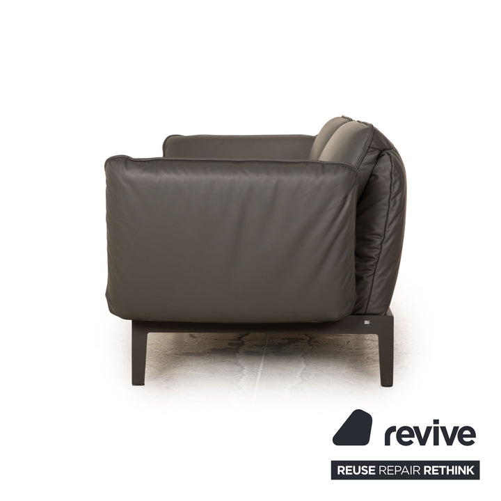 Rolf Benz Mera Leder Sofa Grau Dunkelgrau Zweisitzer Funktion Relaxfunktion Couch