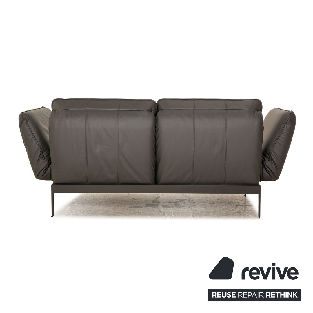 Rolf Benz Mera Leder Sofa Grau Dunkelgrau Zweisitzer Funktion Relaxfunktion Couch