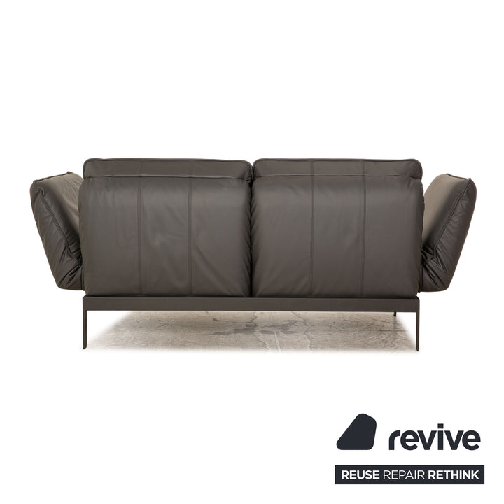 Rolf Benz Mera Leder Sofa Grau Dunkelgrau Zweisitzer Funktion Relaxfunktion Couch