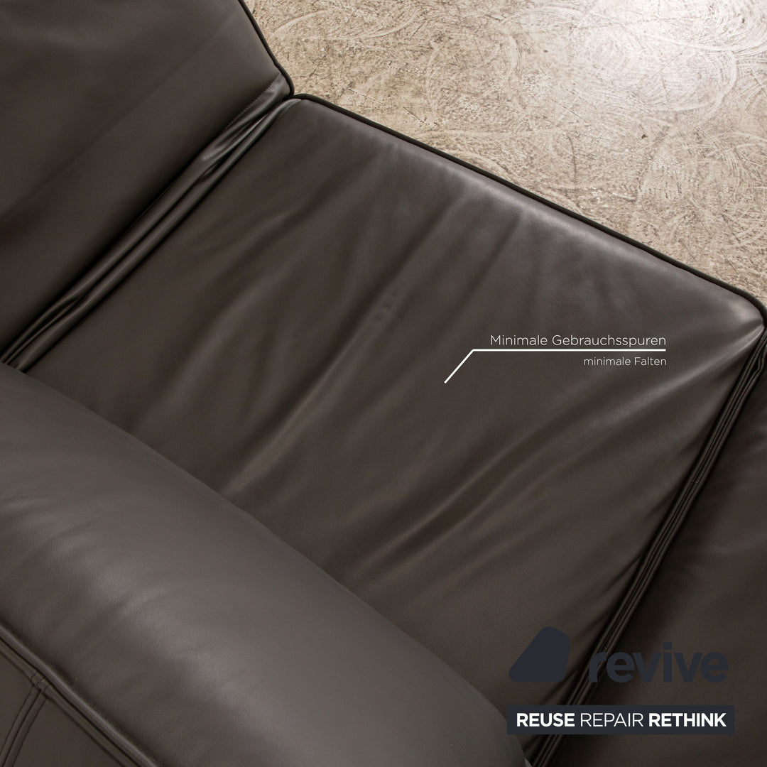 Rolf Benz Mera Leder Sofa Grau Dunkelgrau Zweisitzer Funktion Relaxfunktion Couch