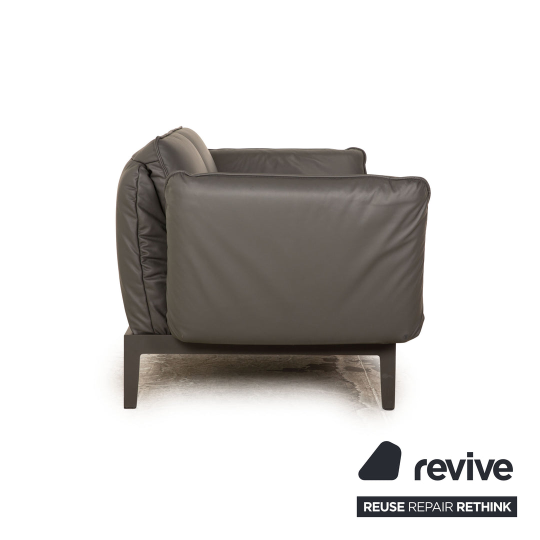 Rolf Benz Mera Leder Sofa Grau Dunkelgrau Zweisitzer Funktion Relaxfunktion Couch