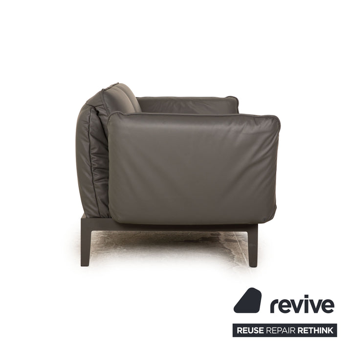 Rolf Benz Mera Leder Sofa Grau Dunkelgrau Zweisitzer Funktion Relaxfunktion Couch