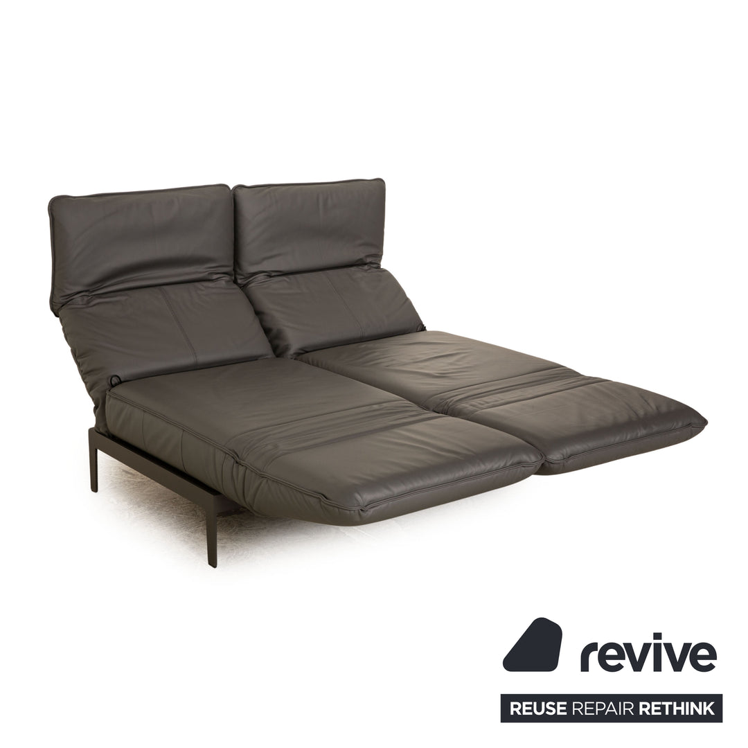 Rolf Benz Mera Leder Sofa Grau Dunkelgrau Zweisitzer Funktion Relaxfunktion Couch