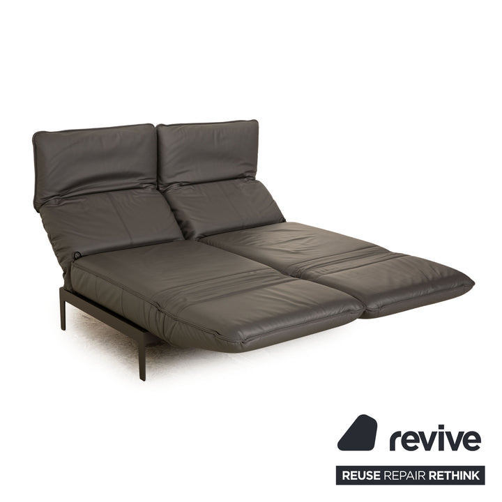 Rolf Benz Mera Leder Sofa Grau Dunkelgrau Zweisitzer Funktion Relaxfunktion Couch