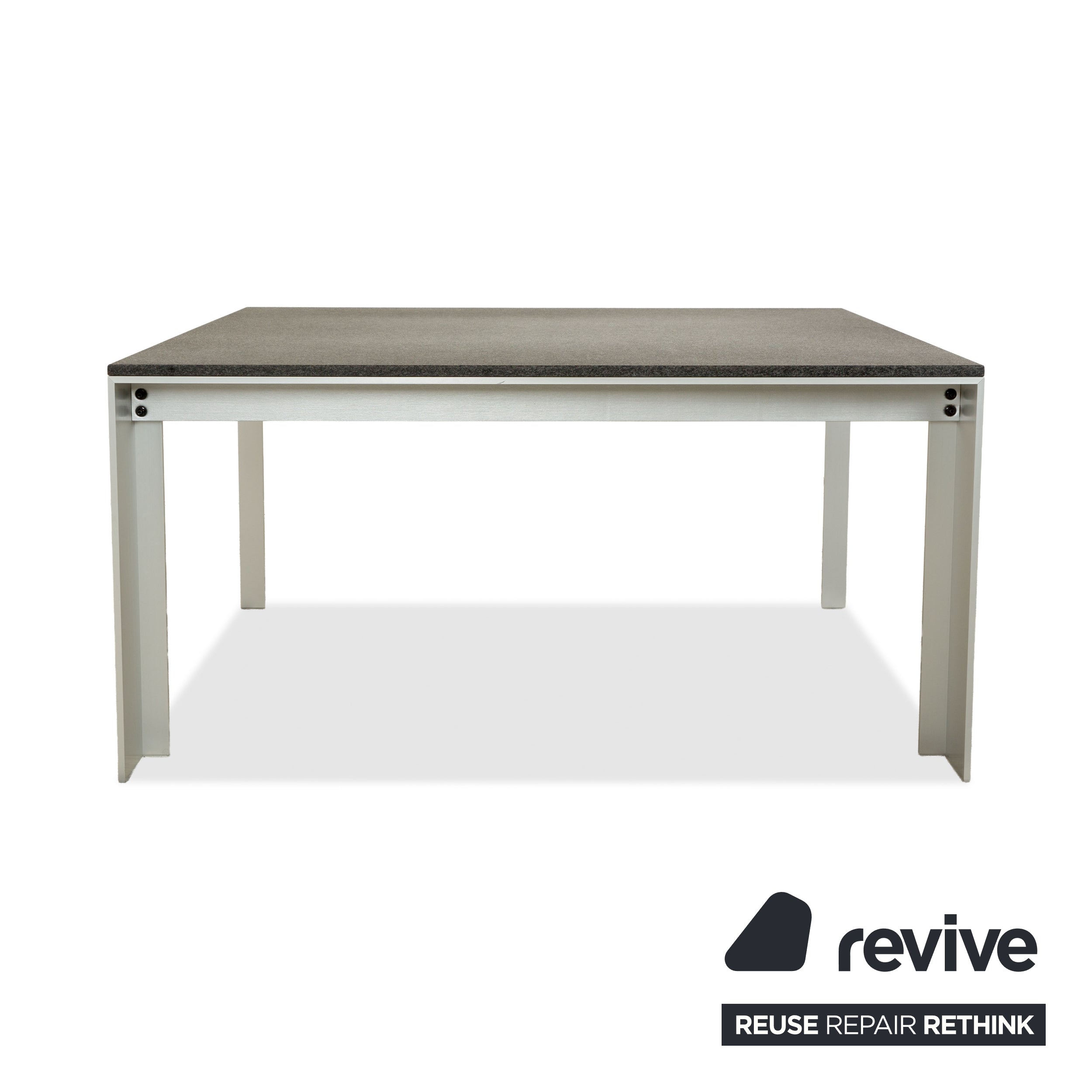Table à manger en métal Rolf Benz, granit noir anthracite, 150 x 150 x 75 cm
