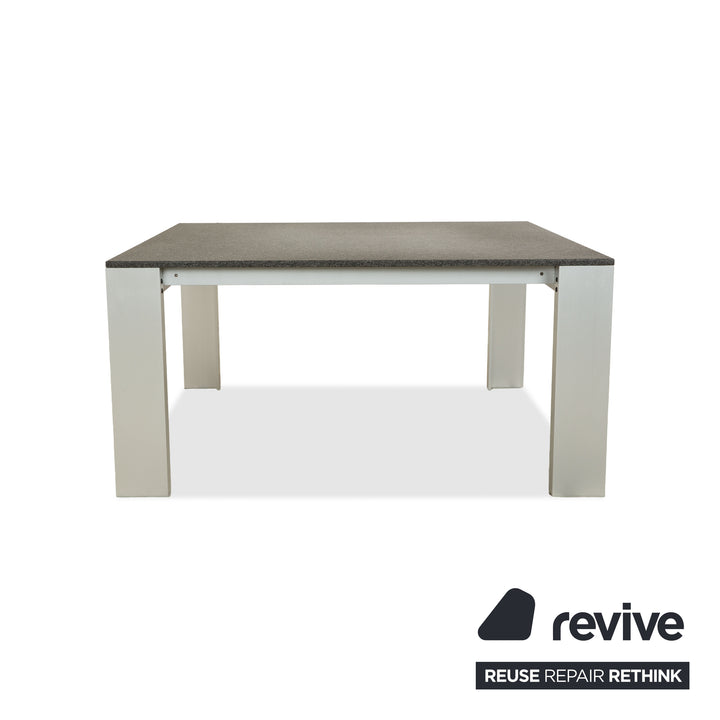 Rolf Benz Metall Esstisch Schwarz Anthrazit Granit Metall 150 x 150 x 75 cm