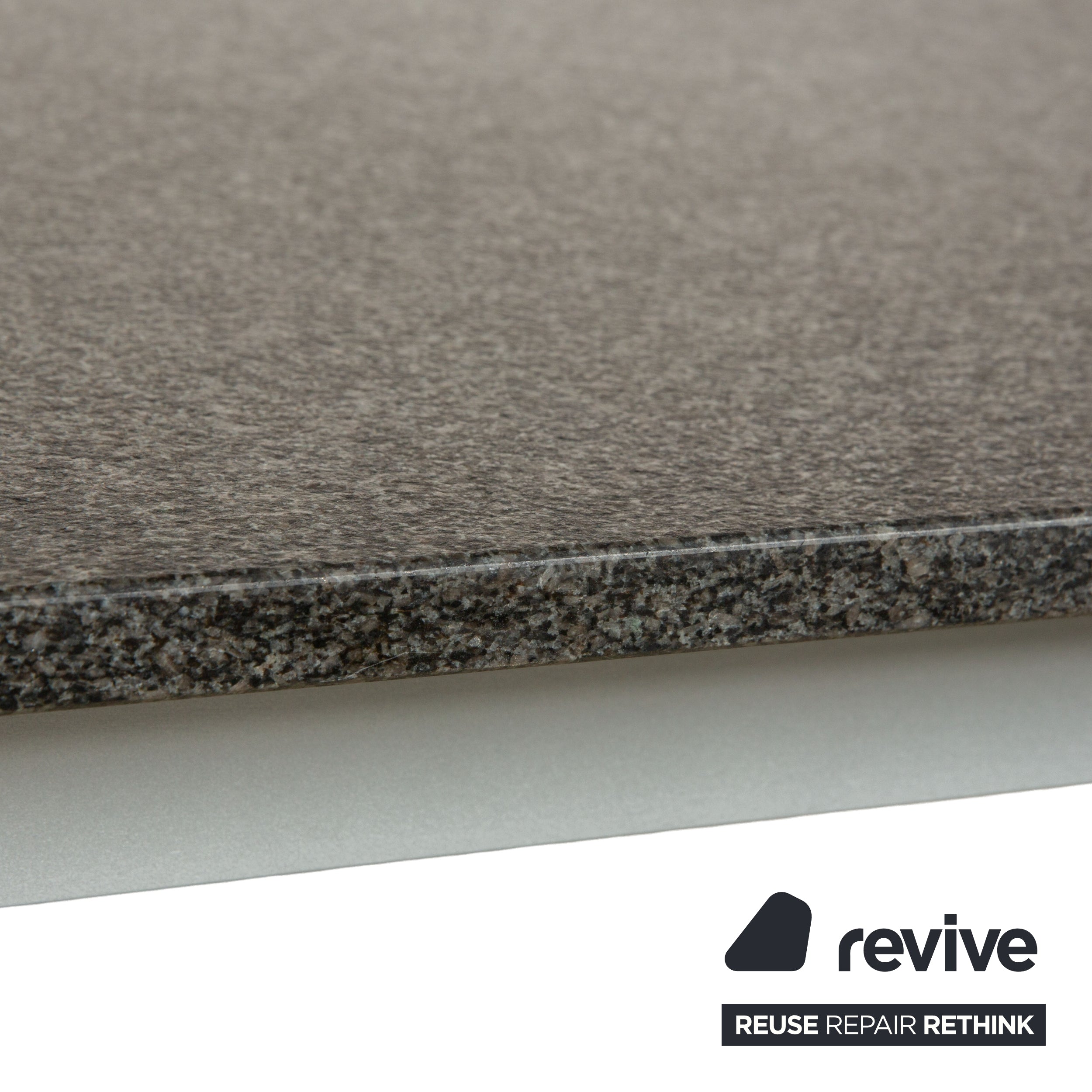 Table à manger en métal Rolf Benz, granit noir anthracite, 150 x 150 x 75 cm