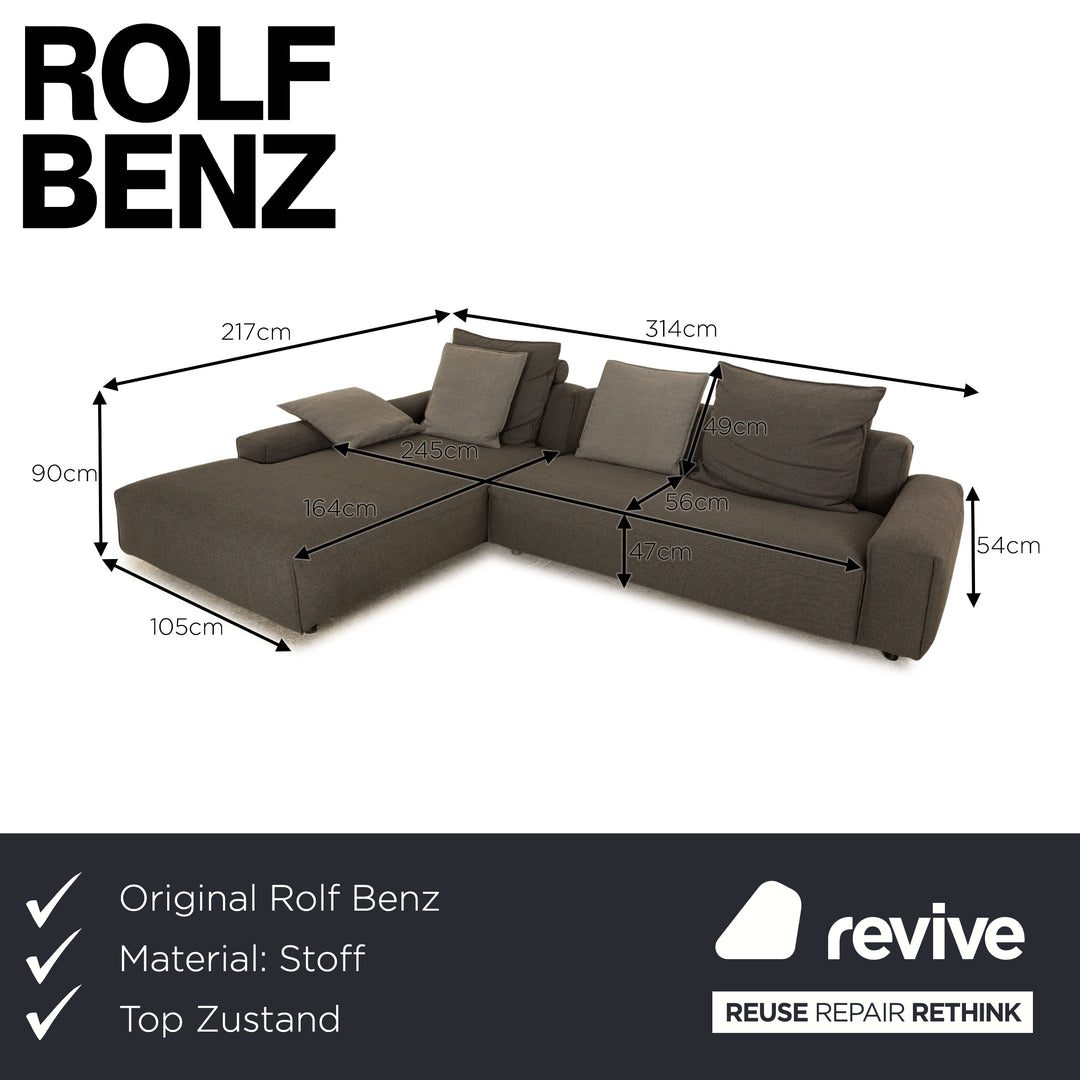 Rolf Benz Mio Fabric Corner Sofa Gray Recamiere Left Sofa Couch