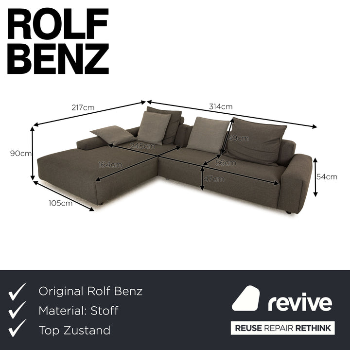 Rolf Benz Mio Fabric Corner Sofa Gray Recamiere Left Sofa Couch