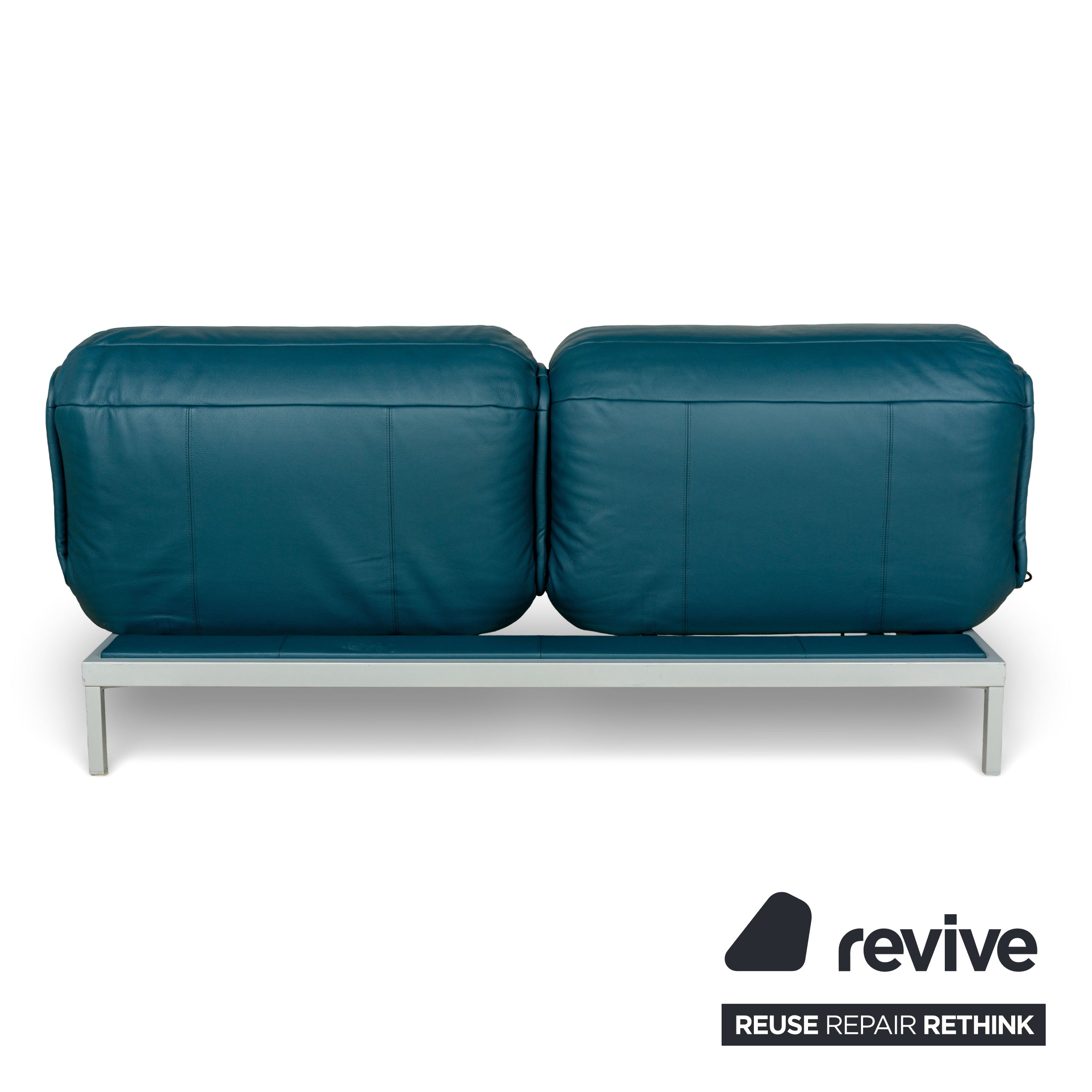 Canapé deux places en cuir bleu essence Rolf Benz Nova 340 à commande manuelle