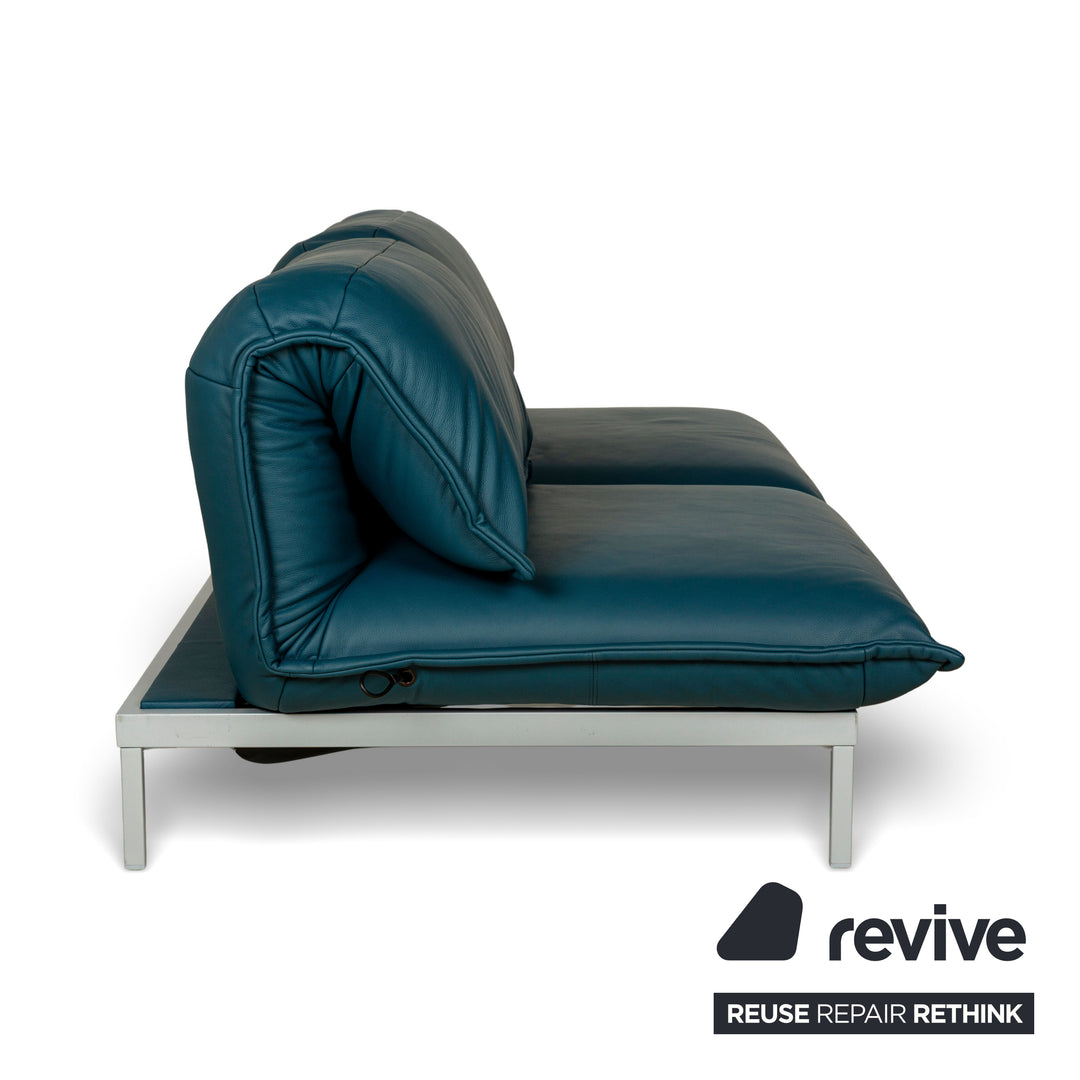 Rolf Benz Nova 340 Leder Zweisitzer Blau Petrol manuelle Funktion Sofa Couch