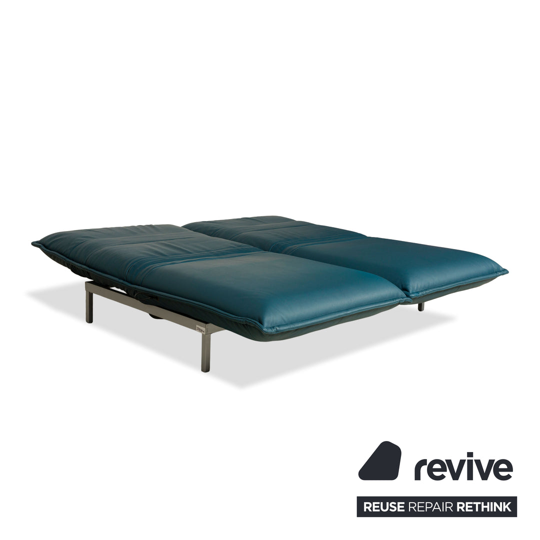 Rolf Benz Nova 340 Leder Zweisitzer Blau Petrol manuelle Funktion Sofa Couch