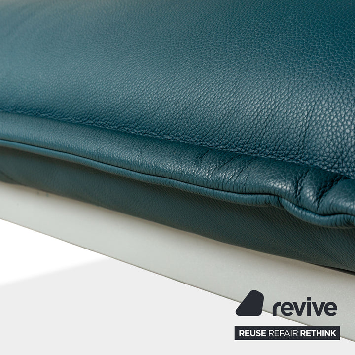 Rolf Benz Nova 340 Leder Zweisitzer Blau Petrol manuelle Funktion Sofa Couch