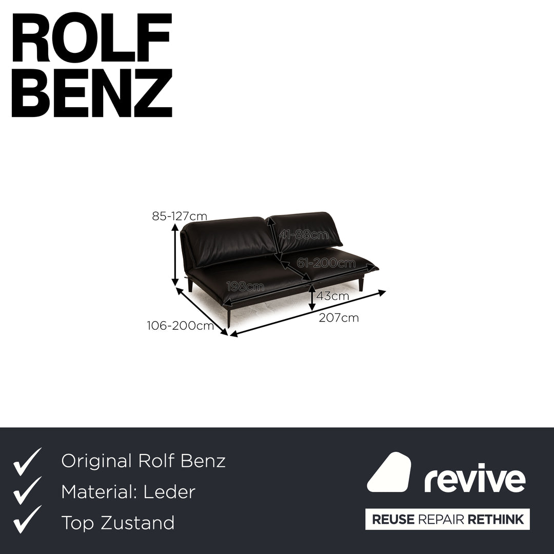 Rolf Benz Nova 340 Leder Zweisitzer Schwarz Sofa Couch Funktion
