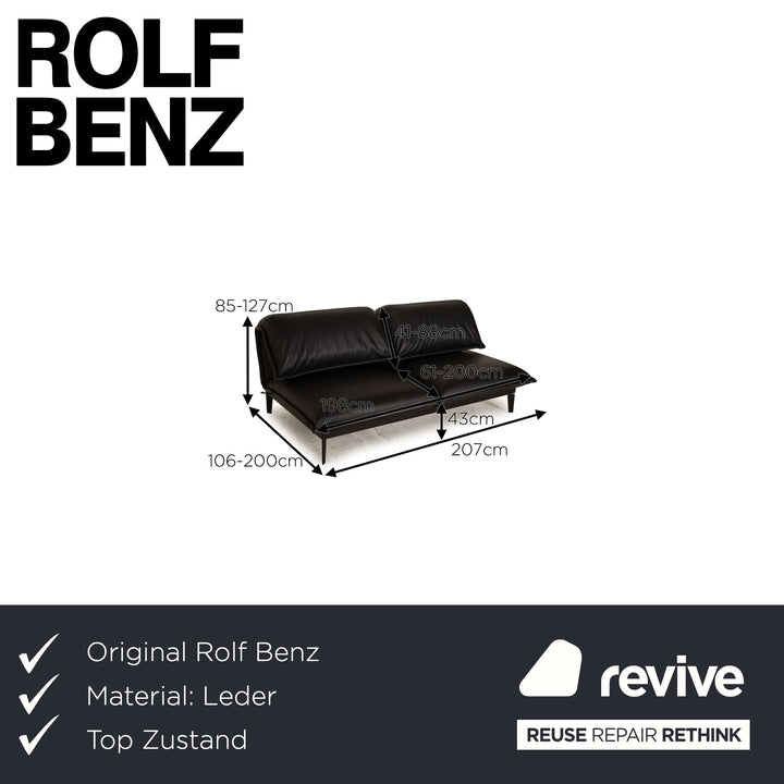 Rolf Benz Nova 340 Leder Zweisitzer Schwarz Sofa Couch Funktion