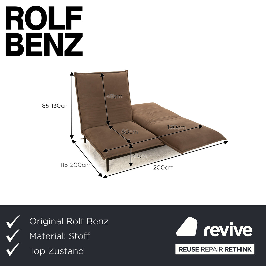 Rolf Benz Nova 340 fabric two-seater brown grey manual sleep function sofa couch