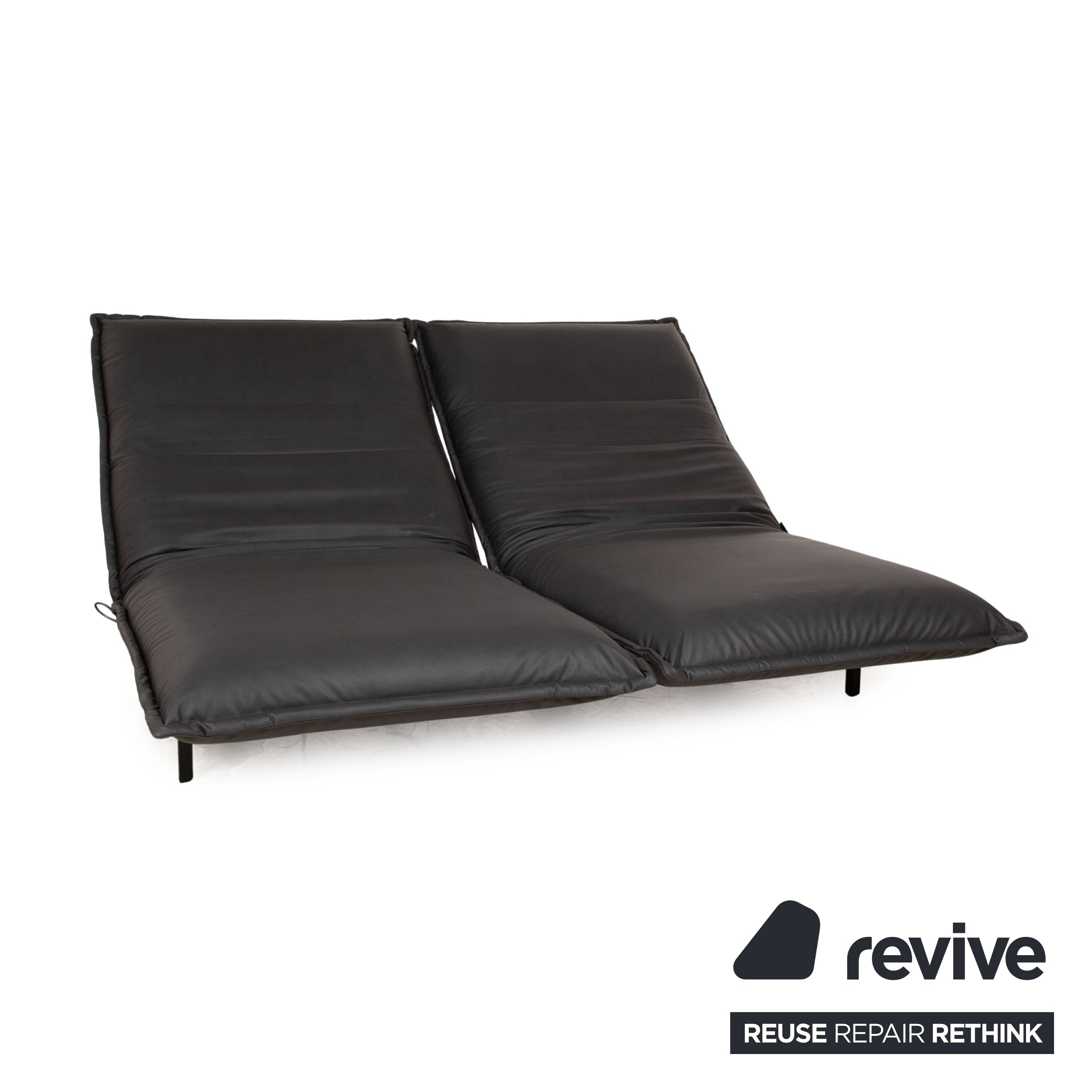 Rolf Benz Nova 340 veganes Leder Stoff Zweisitzer Grau Sofa Couch Neubezug