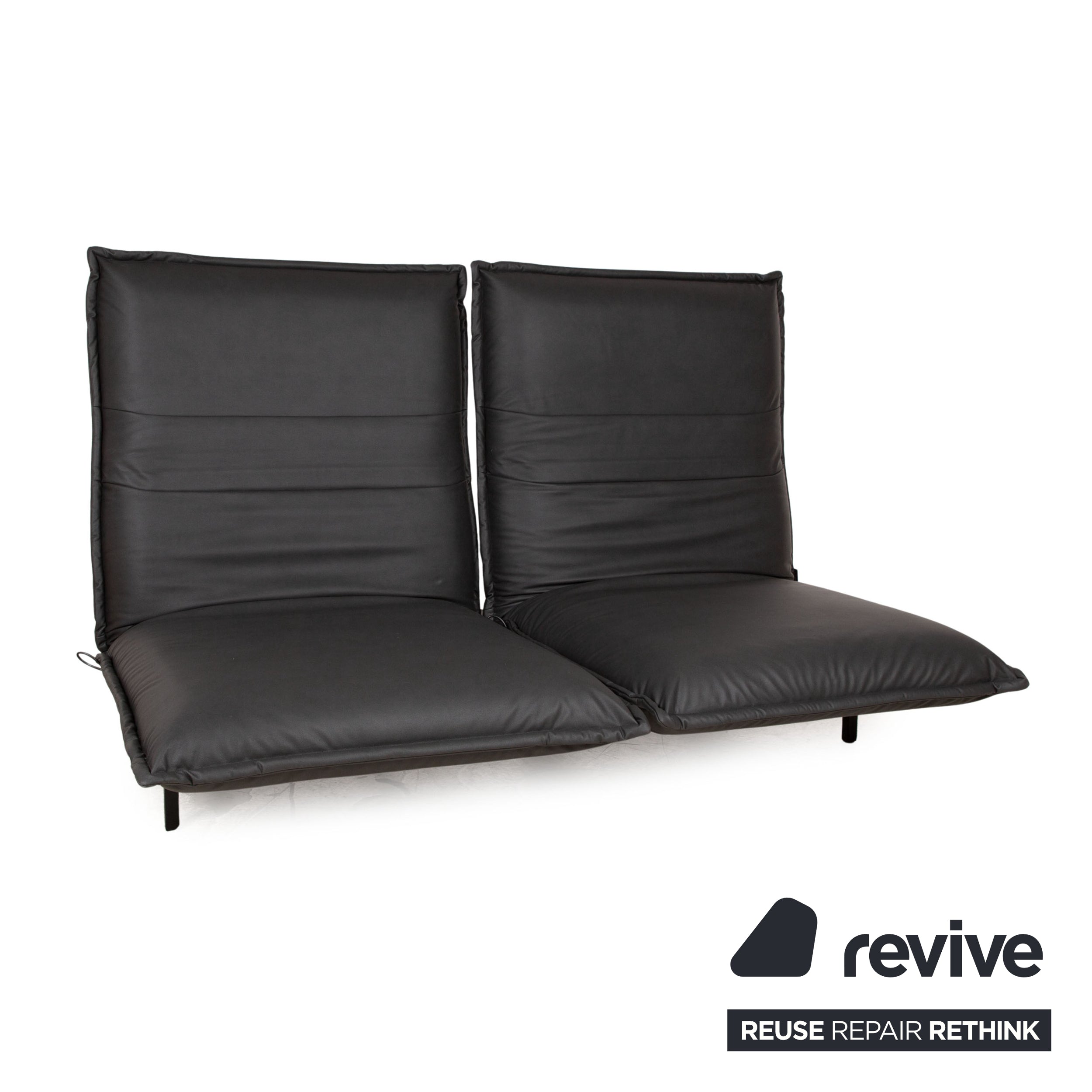 Rolf Benz Nova 340 veganes Leder Stoff Zweisitzer Grau Sofa Couch Neubezug