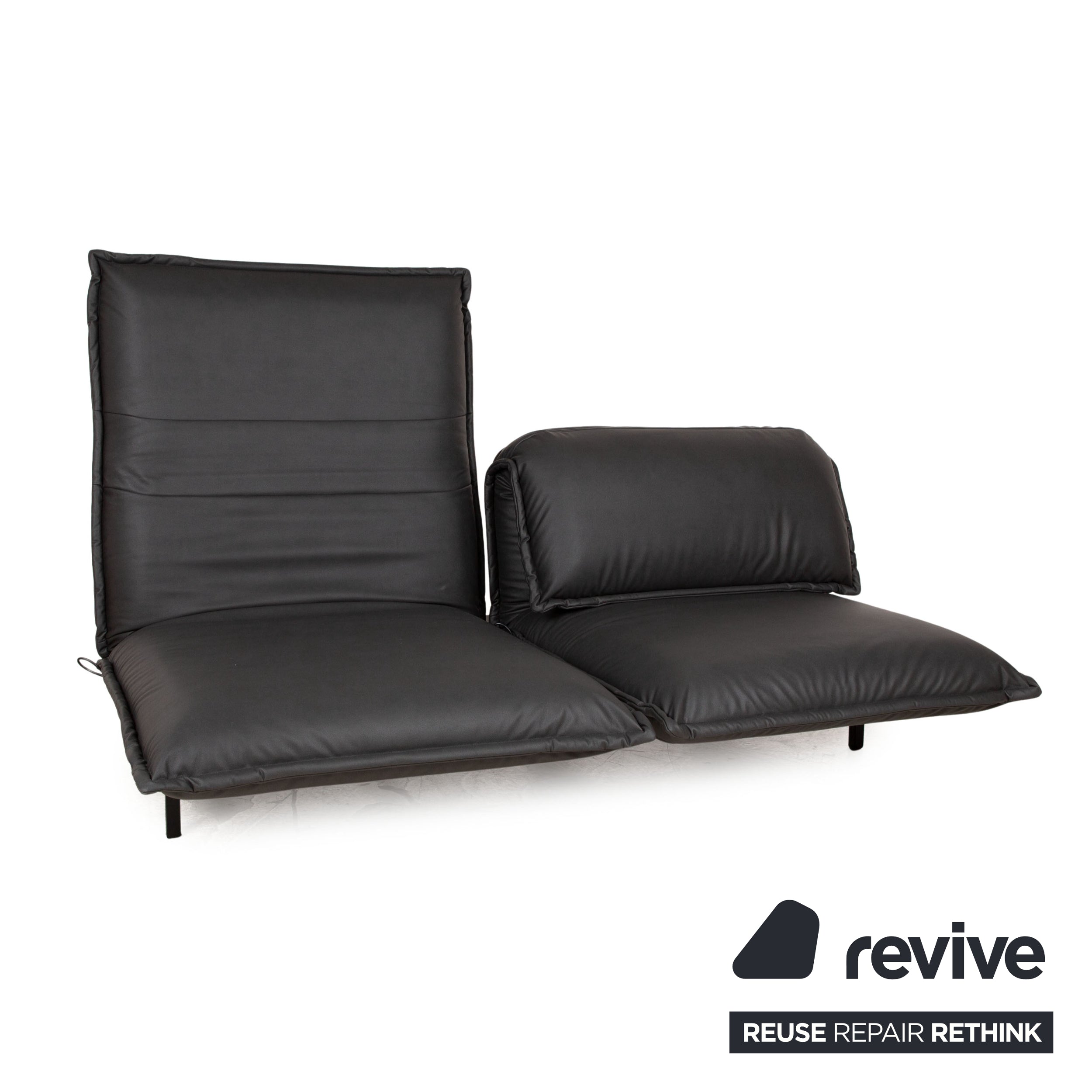 Rolf Benz Nova 340 veganes Leder Stoff Zweisitzer Grau Sofa Couch Neubezug