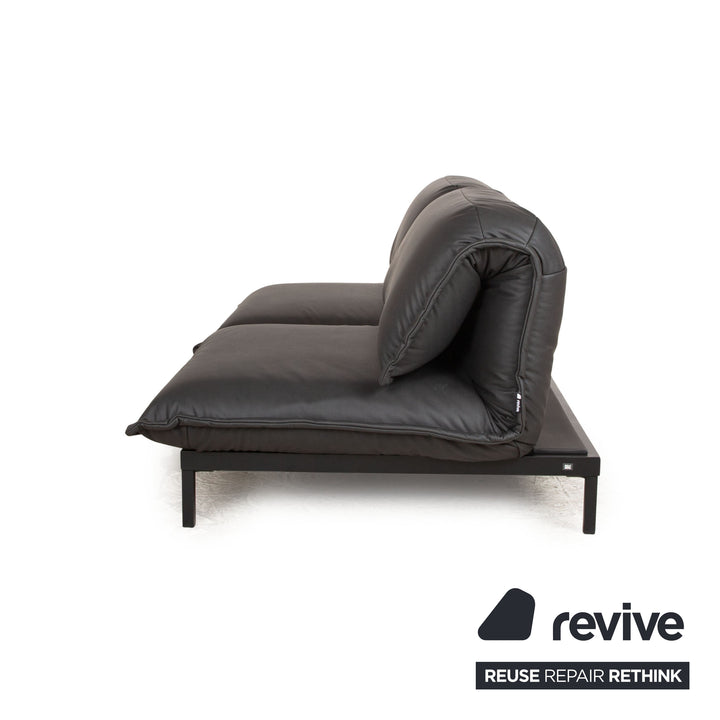 Rolf Benz Nova 340 vegan leather fabric two-seater black grey sofa couch new cover