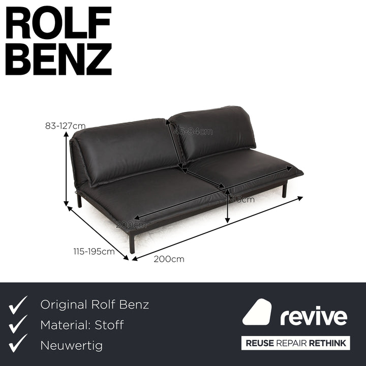 Rolf Benz Nova 340 vegan leather fabric two-seater black grey sofa couch new cover