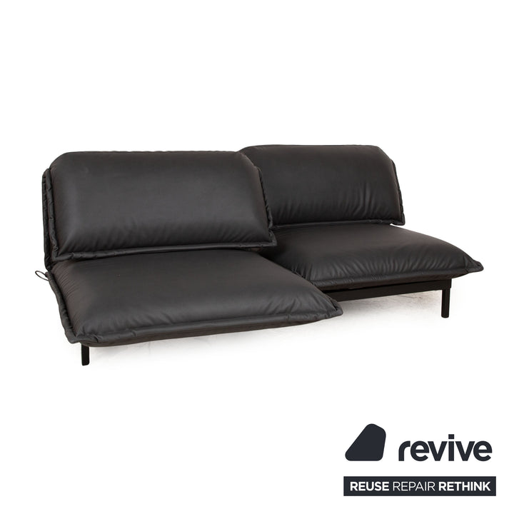 Rolf Benz Nova 340 vegan leather fabric two-seater black grey sofa couch new cover