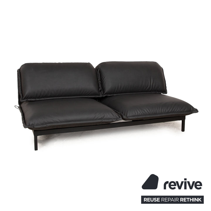 Rolf Benz Nova 340 vegan leather fabric two-seater black grey sofa couch new cover