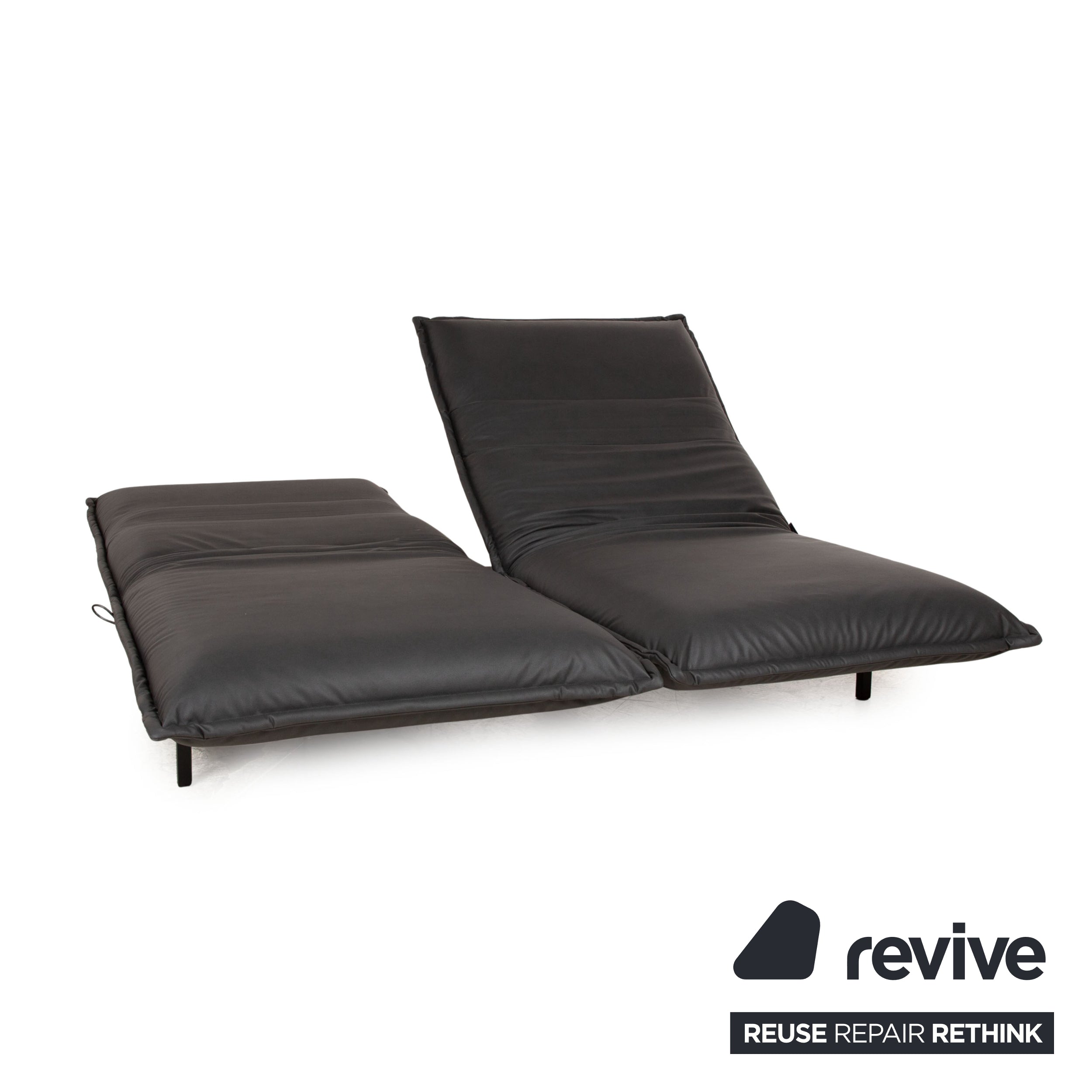 Rolf Benz Nova 340 veganes Leder Stoff Zweisitzer Grau Sofa Couch Neubezug