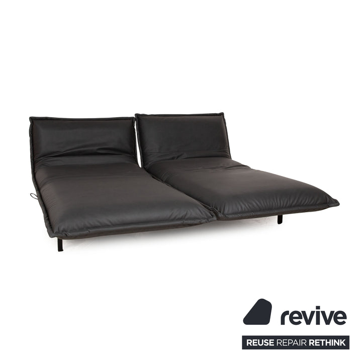 Rolf Benz Nova 340 vegan leather fabric two-seater black grey sofa couch new cover