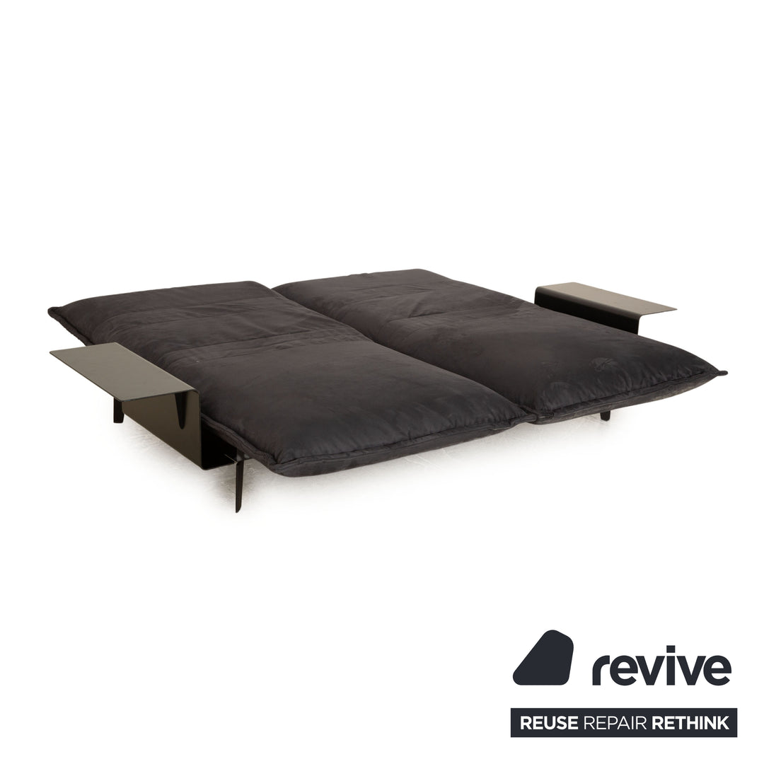 Rolf Benz Nova 340 fabric two-seater sofa couch gray blue manual function sleep function new cover