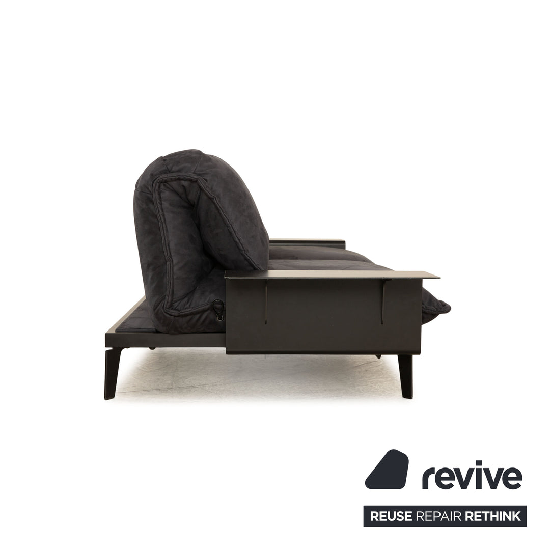 Rolf Benz Nova 340 fabric two-seater sofa couch gray blue manual function sleep function new cover