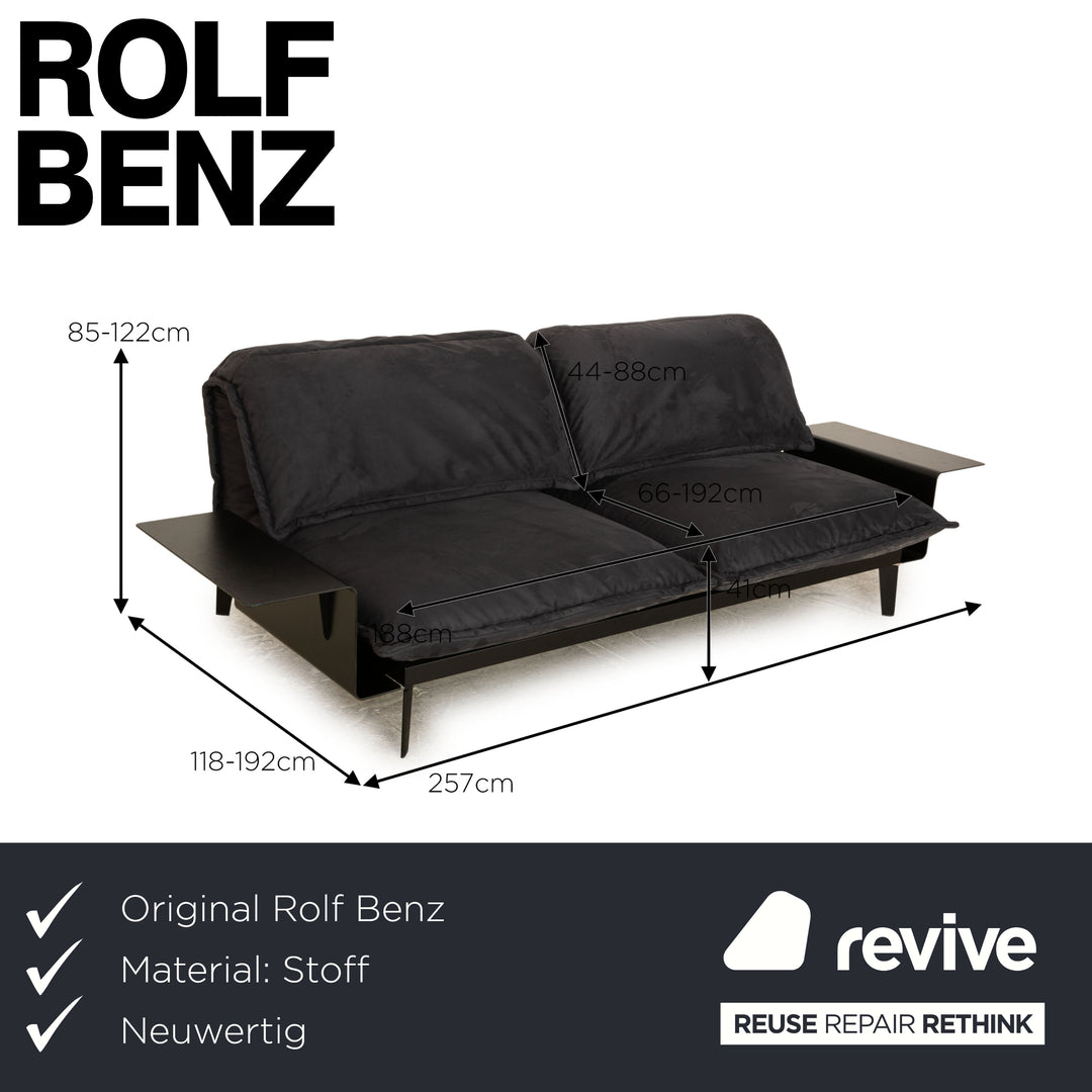 Rolf Benz Nova 340 fabric two-seater sofa couch gray blue manual function sleep function new cover