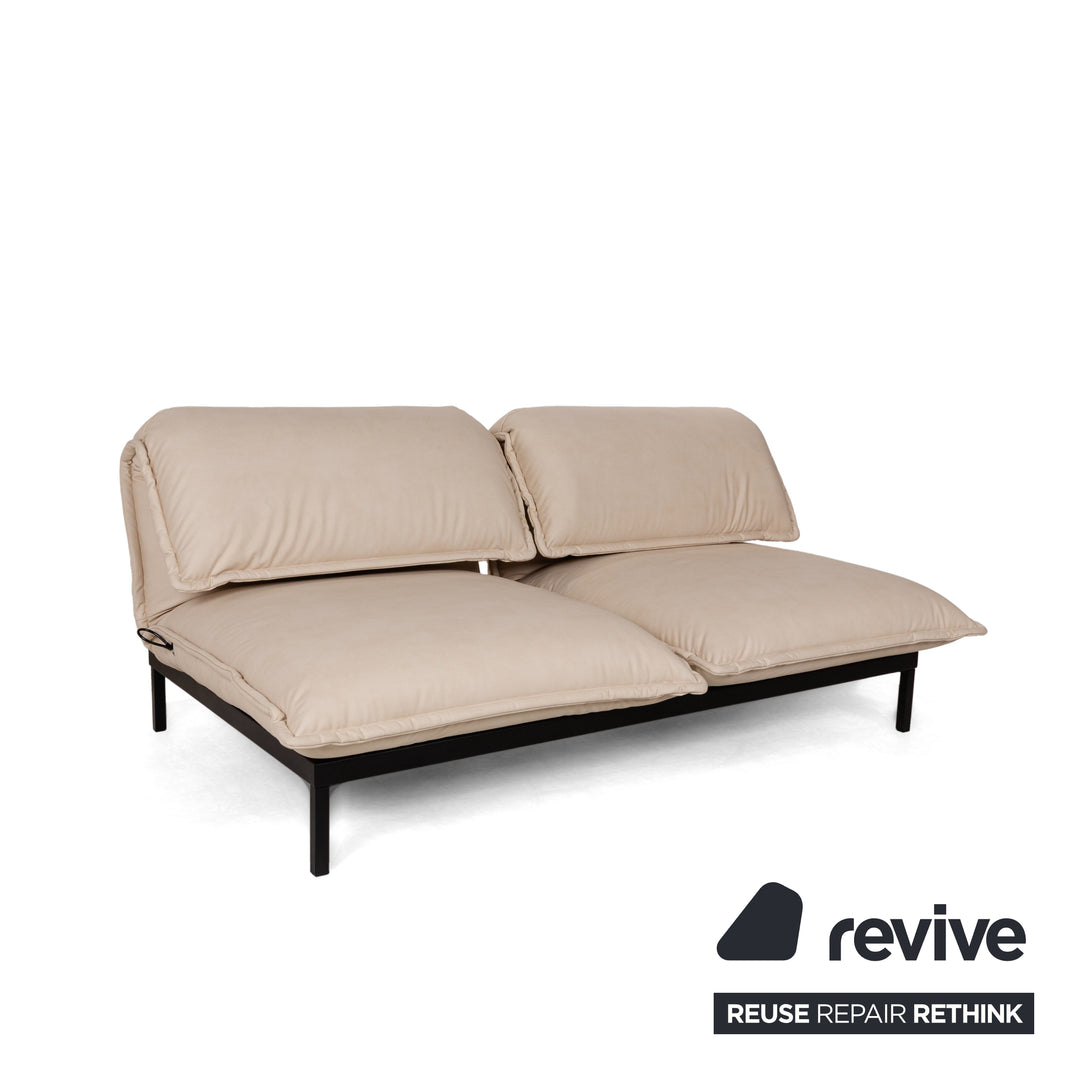 Rolf Benz Nova 340 veganes Leder Stoff Zweisitzer Creme Sofa Couch Neubezug