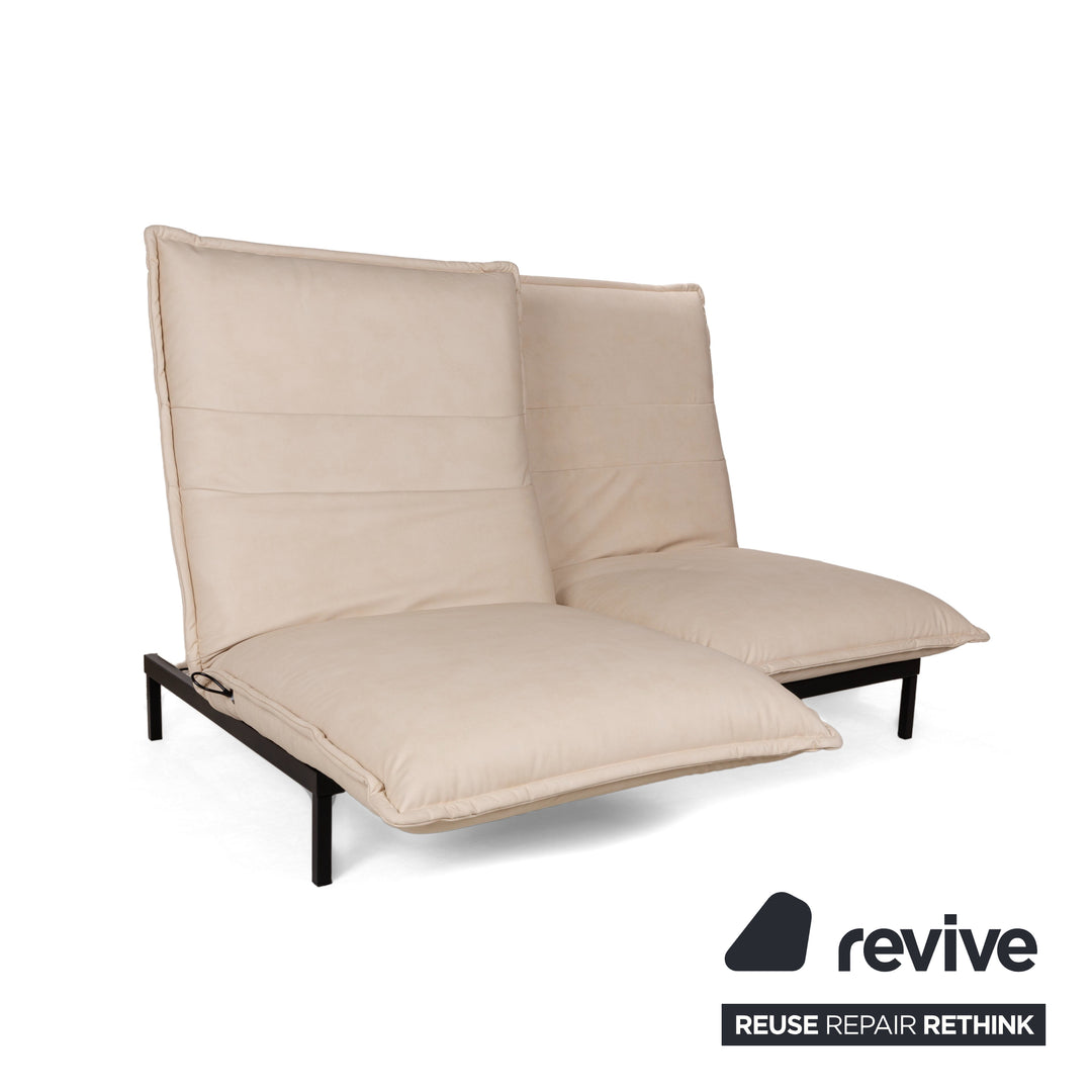 Rolf Benz Nova 340 veganes Leder Stoff Zweisitzer Creme Sofa Couch Neubezug