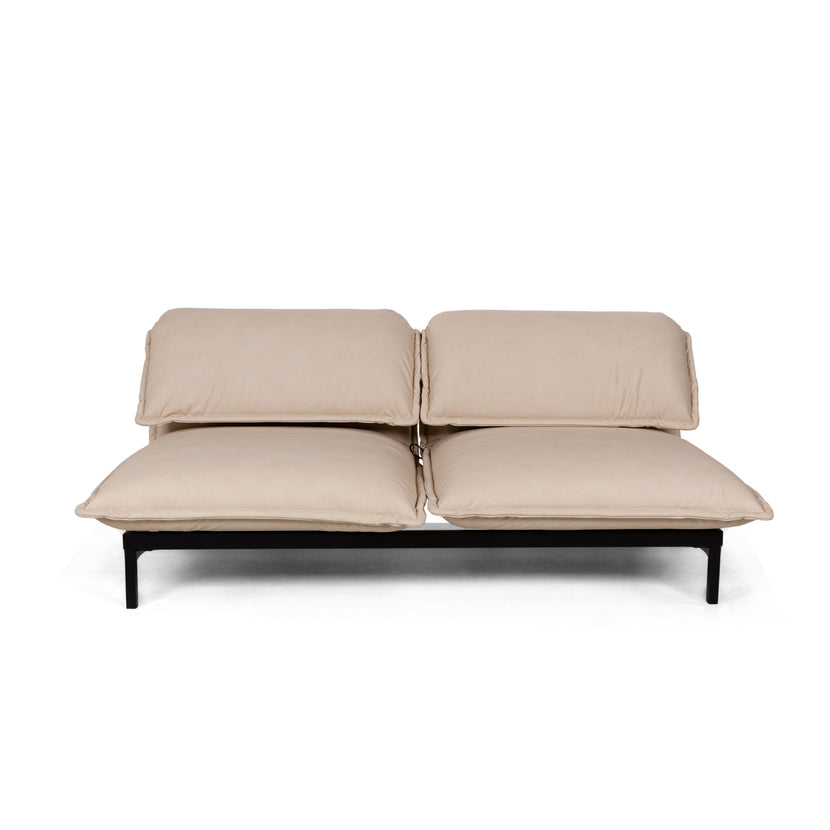 Canapé 2 places en cuir vegan Rolf Benz Nova 340 crème avec nouvelle housse
