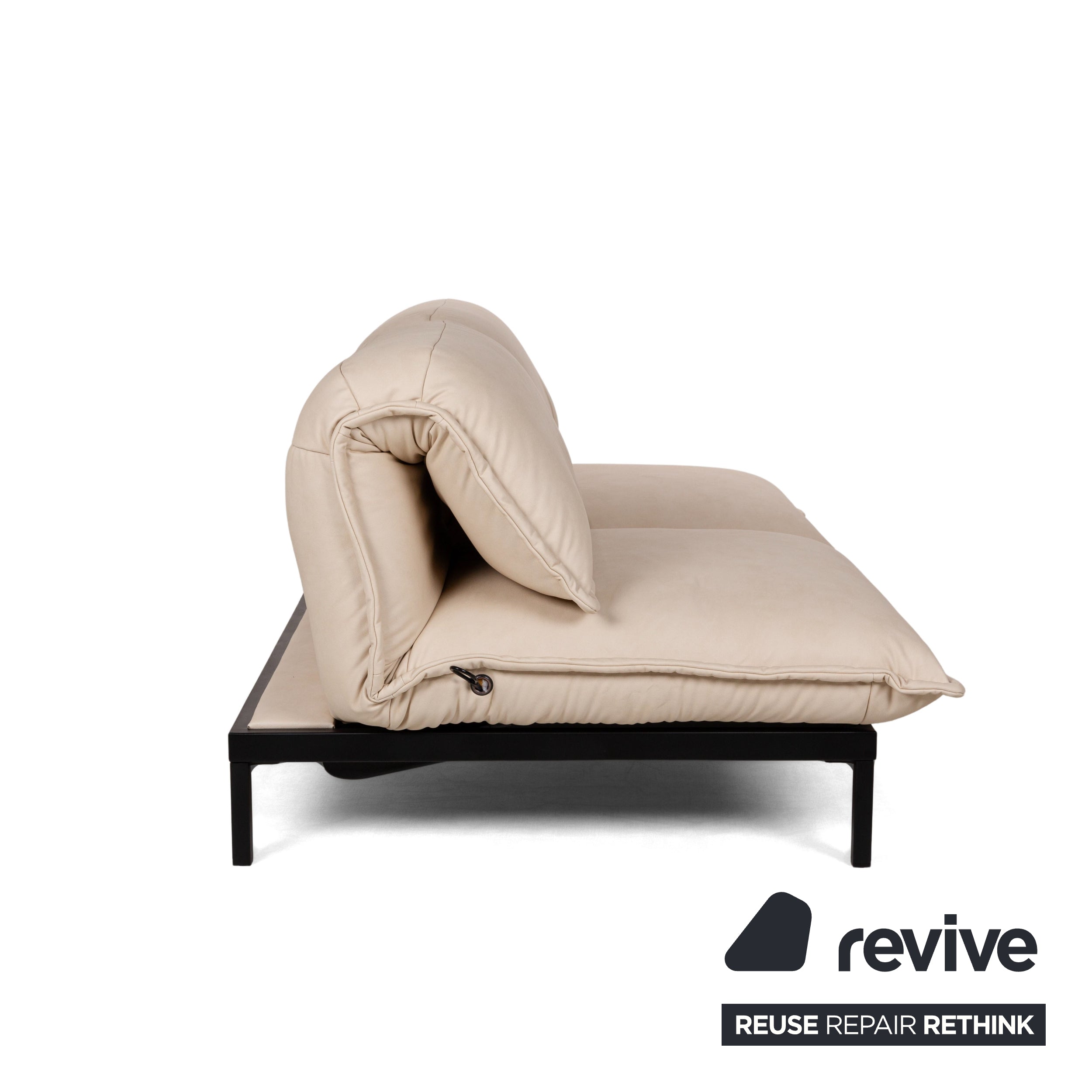 Canapé 2 places en cuir vegan Rolf Benz Nova 340 crème avec nouvelle housse