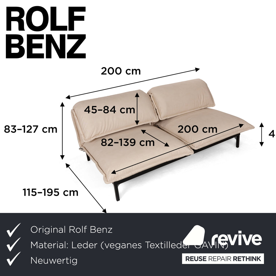 Rolf Benz Nova 340 veganes Leder Stoff Zweisitzer Creme Sofa Couch Neubezug